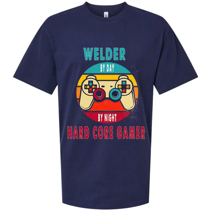 Welder By Day By Night Hard Core Gamer Gaming Gift Sueded Cloud Jersey T-Shirt