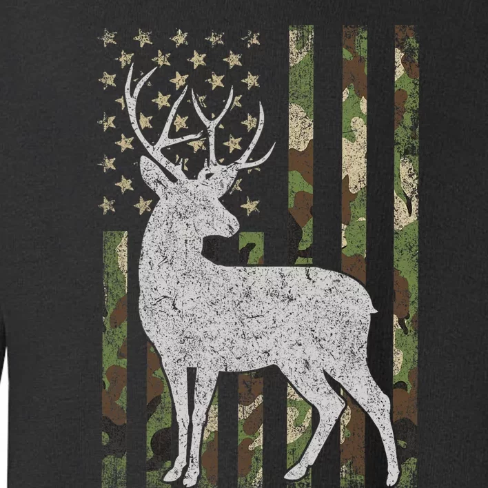 Whitetail Buck Deer Hunting American Camouflage USA Flag Toddler Sweatshirt