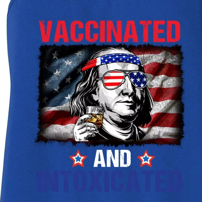 Woj7 Ben Drankin Vaccinated And Intoxicated 4th Of July Great Gift Women's Racerback Tank