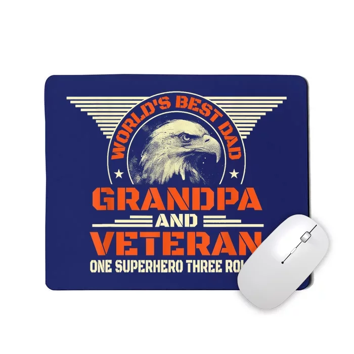 Worlds Best Dad Grandpa And Veteran Fathers Day Superhero Mousepad