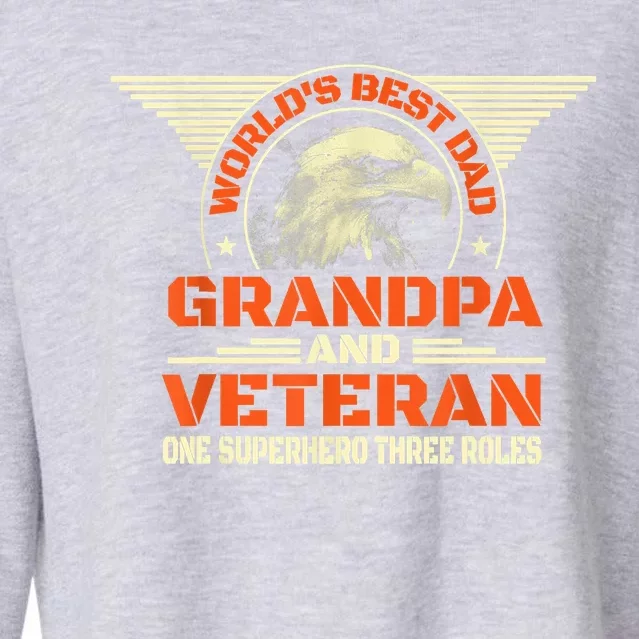 Worlds Best Dad Grandpa And Veteran Fathers Day Superhero Cropped Pullover Crew