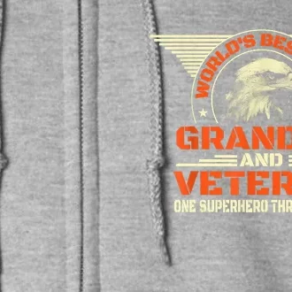 Worlds Best Dad Grandpa And Veteran Fathers Day Superhero Full Zip Hoodie