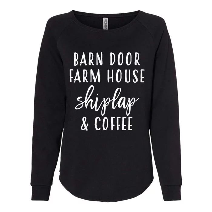 Womens Barn Door Farmhouse Shiplap & Coffee Womens California Wash Sweatshirt