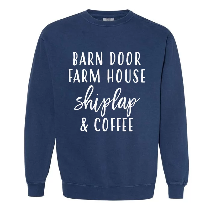 Womens Barn Door Farmhouse Shiplap & Coffee Garment-Dyed Sweatshirt