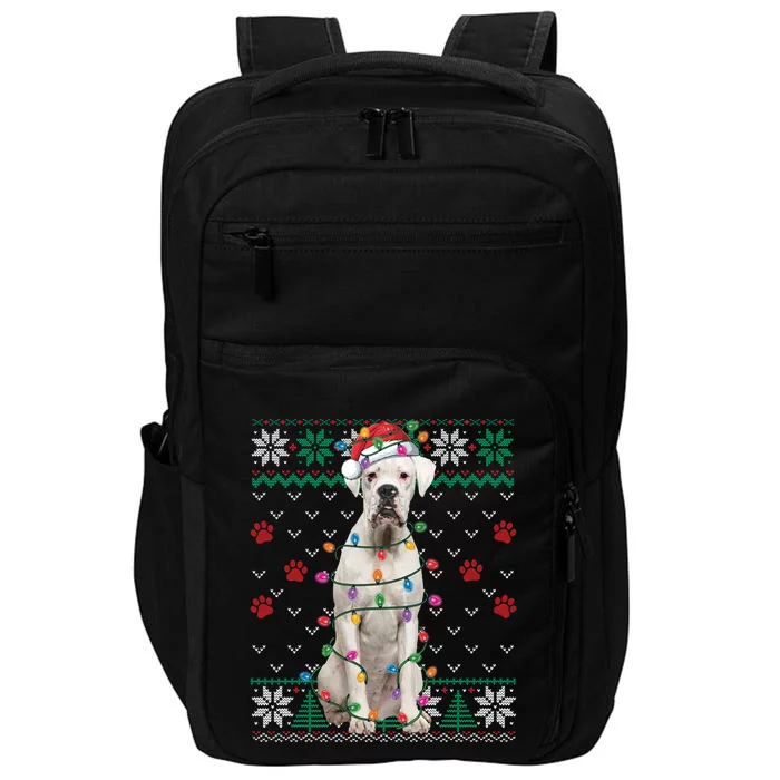 White Boxer Dog Christmas Ugly Sweater Boxer Lover Xmas Gift Impact Tech Backpack