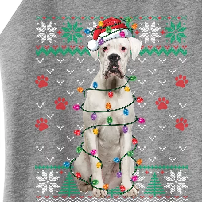 White Boxer Dog Christmas Ugly Sweater Boxer Lover Xmas Gift Women’s Perfect Tri Rocker Tank