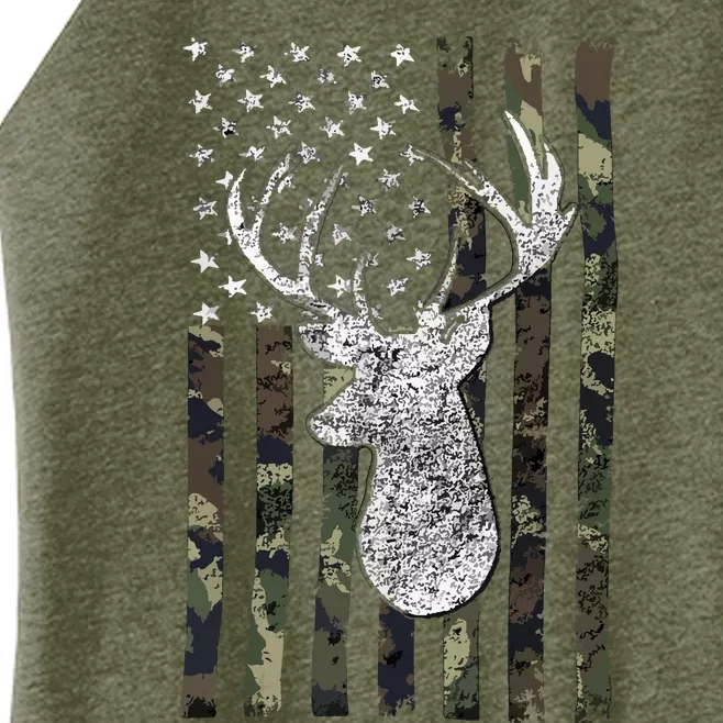 Whitetail Buck Deer Hunting American Camouflage USA Flag Women’s Perfect Tri Rocker Tank