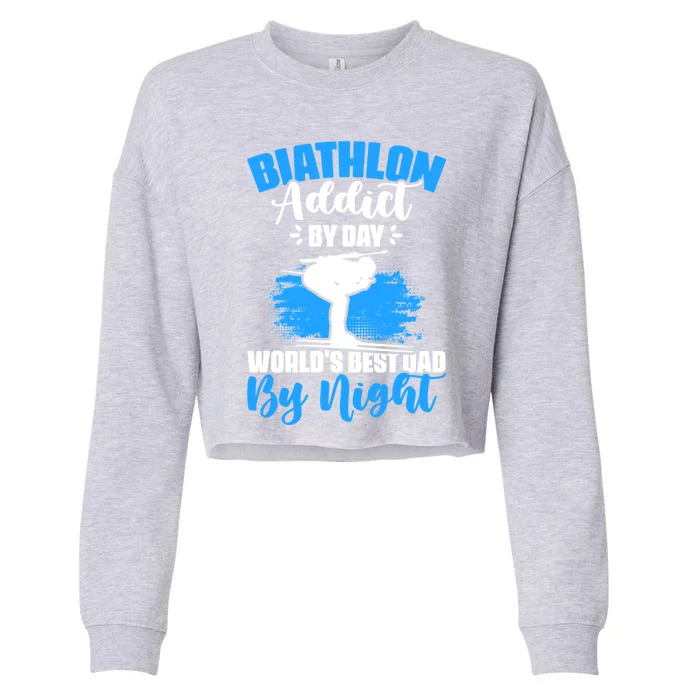 World's Best Dad Biathlon Skiing Shooting Ski Biathlete Gift Cropped Pullover Crew