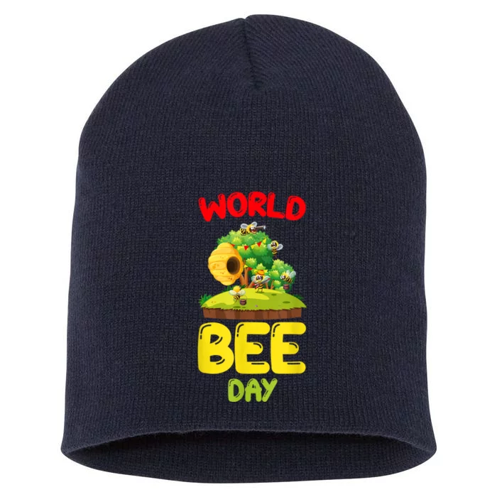 World Bee Day Bee Lover Beekeeper Short Acrylic Beanie