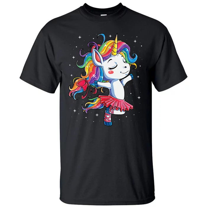 Womens Ballet Dancer Unicorn Ballerina Funny Women Rainbow Unicorns Tall T-Shirt