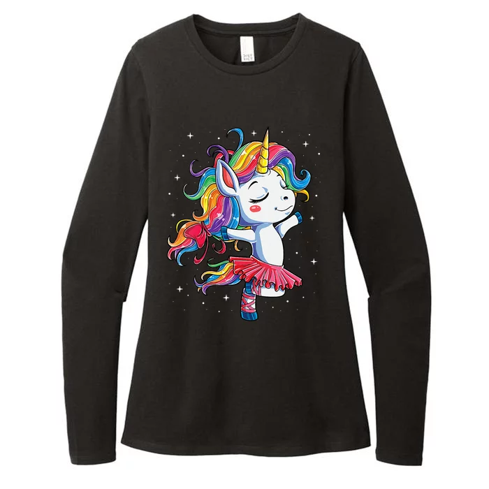 Womens Ballet Dancer Unicorn Ballerina Funny Women Rainbow Unicorns Womens CVC Long Sleeve Shirt