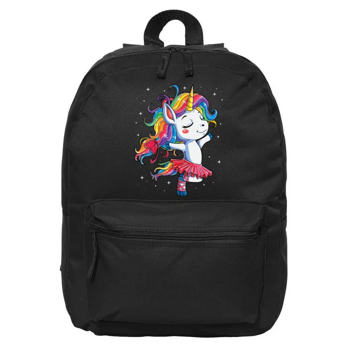 Womens Ballet Dancer Unicorn Ballerina Funny Women Rainbow Unicorns 16 in Basic Backpack