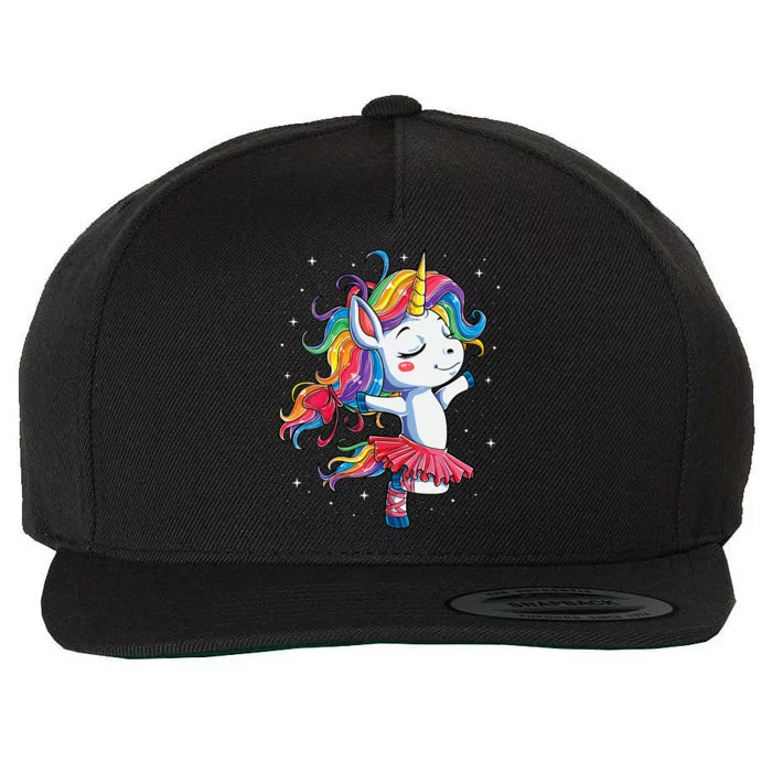 Womens Ballet Dancer Unicorn Ballerina Funny Women Rainbow Unicorns Wool Snapback Cap