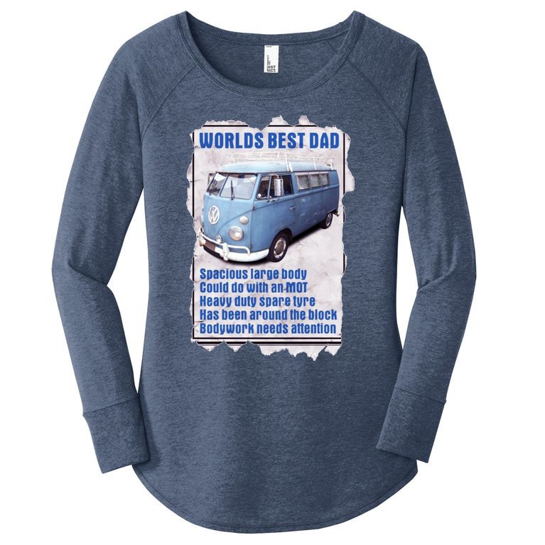 Worlds Best Dad VW Camper Van, Ideal Funny Birthday Gift Present Women’s Perfect Tri Tunic Long Sleeve Shirt