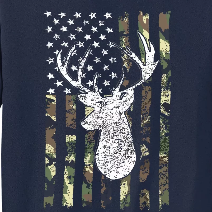 Whitetail Buck Deer Hunting American Camouflage USA Flag Tall Sweatshirt