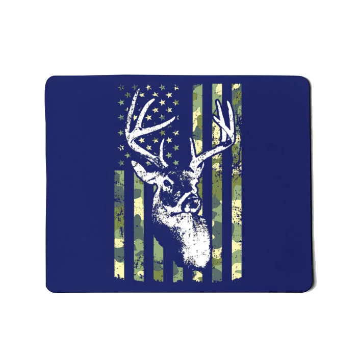 Whitetail Buck Deer Hunting USA Camouflage American Flag Mousepad