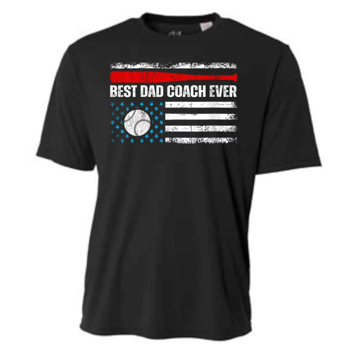 Womens Best Dad Coach Ever Fathers Day USA Day Vintage Baseball Cooling Performance Crew T-Shirt