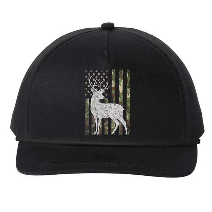 Whitetail Buck Deer Hunting American Camouflage Usa Flag Snapback Five-Panel Rope Hat