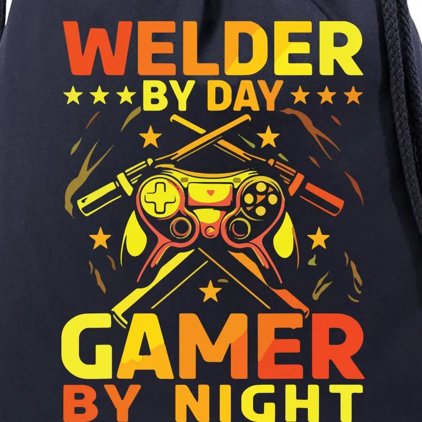 Welder By Day Gamer At Night Drawstring Bag