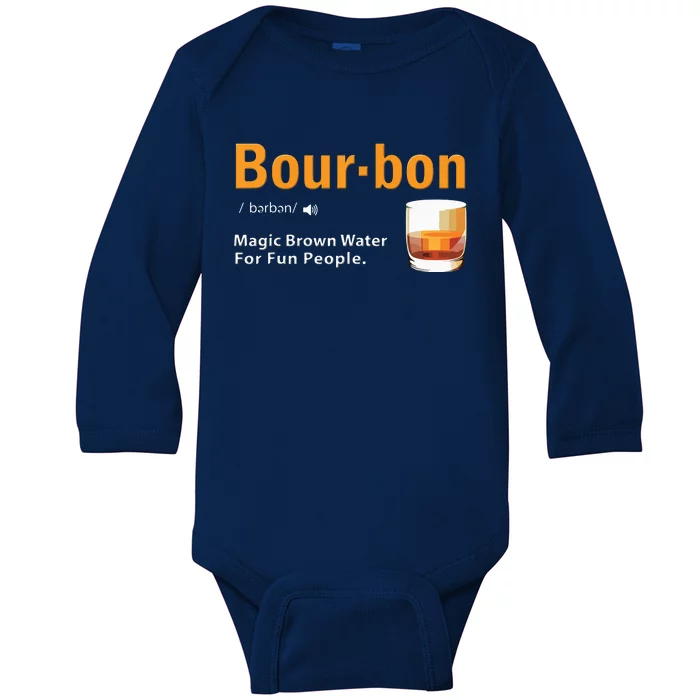 Whiskey Bourbon Definition Shirts Magic Brown Water Kentucky Baby Long Sleeve Bodysuit