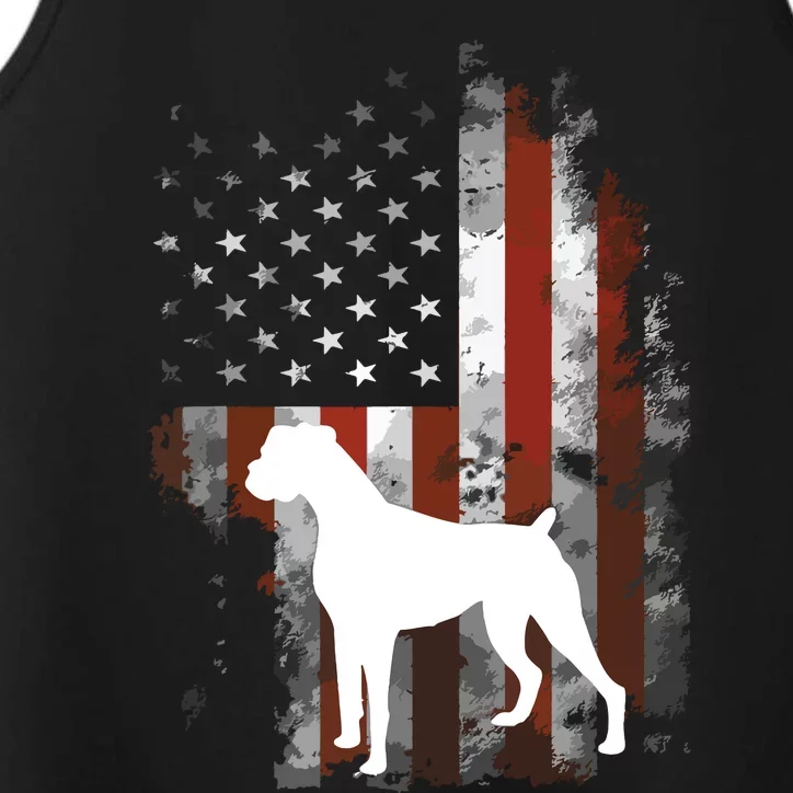 White Boxer Dog Patriotic American Flag 4th Of July Performance Tank