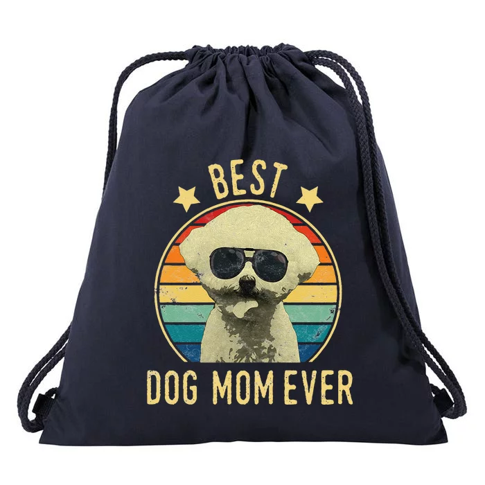 Womens Best Dog Mom Ever Bichon Frise Mother's Day Gift Drawstring Bag