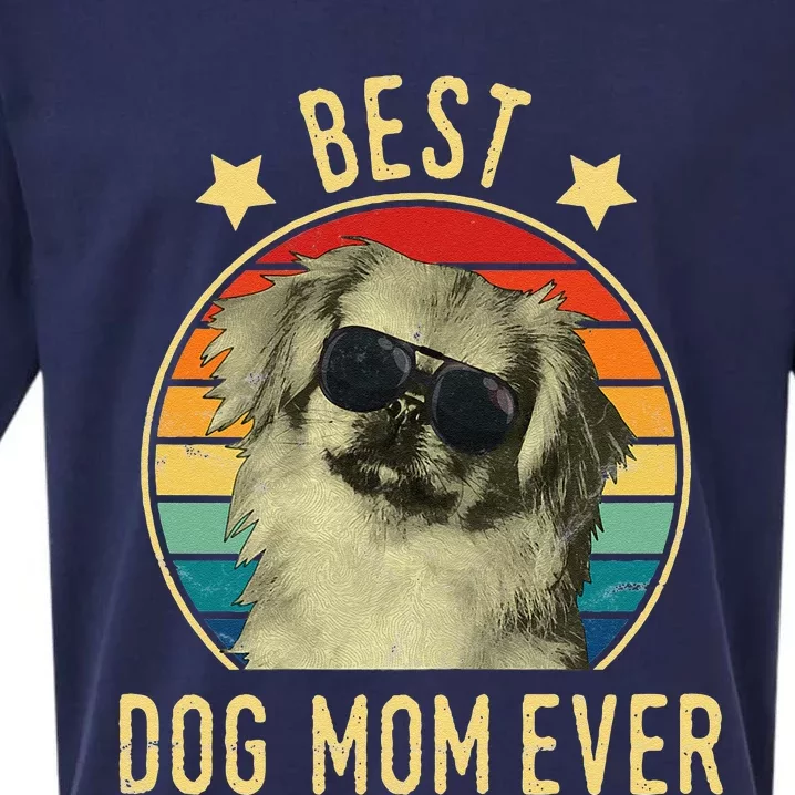 Womens Best Dog Mom Ever Pekingese Mother's Day Gift Sueded Cloud Jersey T-Shirt