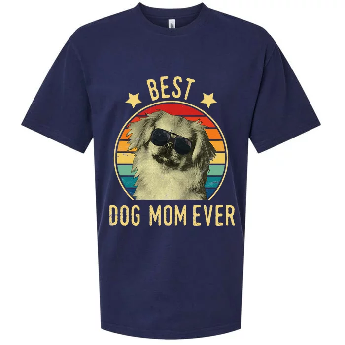 Womens Best Dog Mom Ever Pekingese Mother's Day Gift Sueded Cloud Jersey T-Shirt