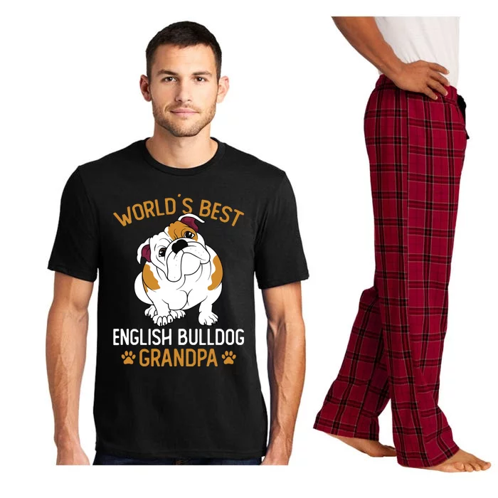 Worlds Best English Bulldog Grandpa Dog Owner Funny Men Pajama Set