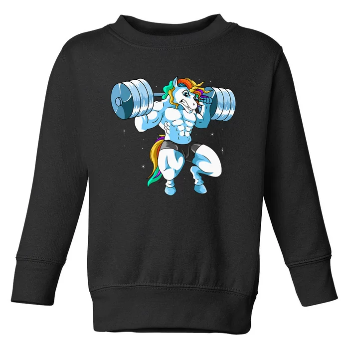 Weightlifing Barbell Funny Unicorn Weightlifter Toddler Sweatshirt