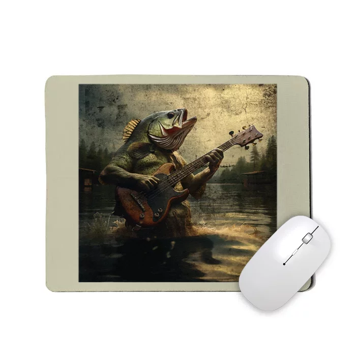 Weird Bass Fish Playing Bass Guitar Funny Cursed Meme Mousepad