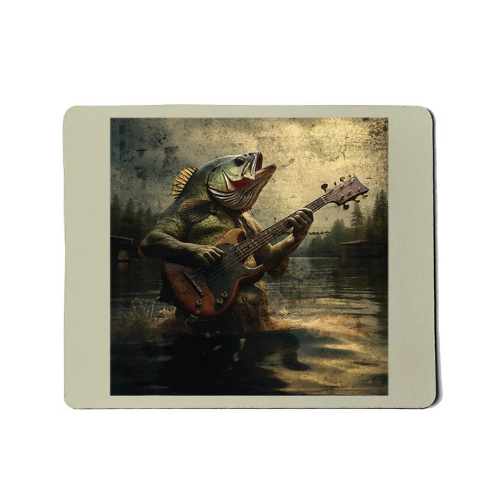 Weird Bass Fish Playing Bass Guitar Funny Cursed Meme Mousepad