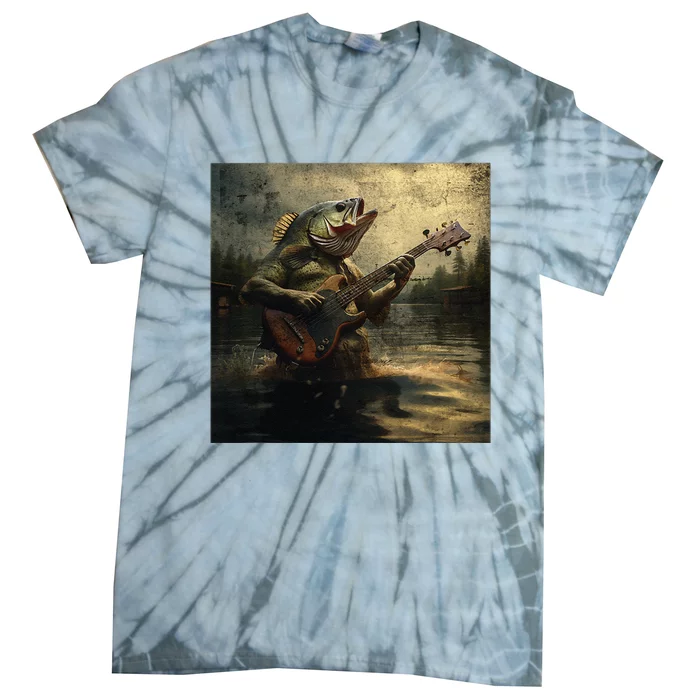 Weird Bass Fish Playing Bass Guitar Funny Cursed Meme Tie-Dye T-Shirt