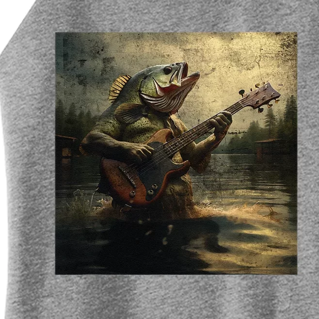 Weird Bass Fish Playing Bass Guitar Funny Cursed Meme Women’s Perfect Tri Rocker Tank