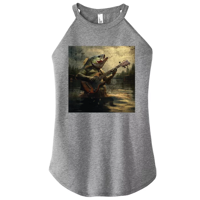 Weird Bass Fish Playing Bass Guitar Funny Cursed Meme Women’s Perfect Tri Rocker Tank