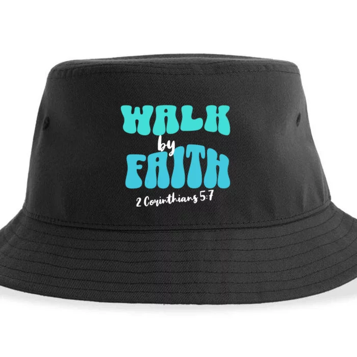 Walk By Faith 2 Corinthians 5:7 Retro Christian Sustainable Bucket Hat