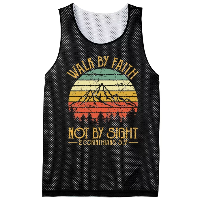 Walk By Faith Not By Sight T Bible Verse Gift Christian Mesh Reversible Basketball Jersey Tank