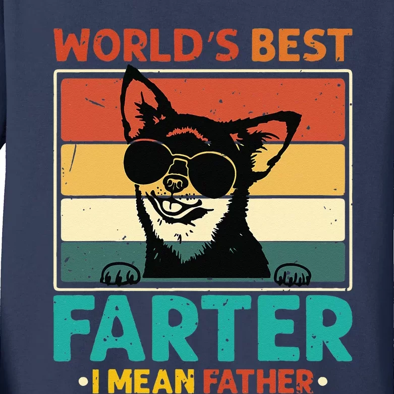 Worlds Best Farter I Mean Father Best Dad Ever Cool Dog Kids Long Sleeve Shirt