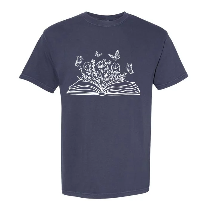 Wildflower Book Funny Reading Book Lover Butterfly Gift Garment-Dyed Heavyweight T-Shirt