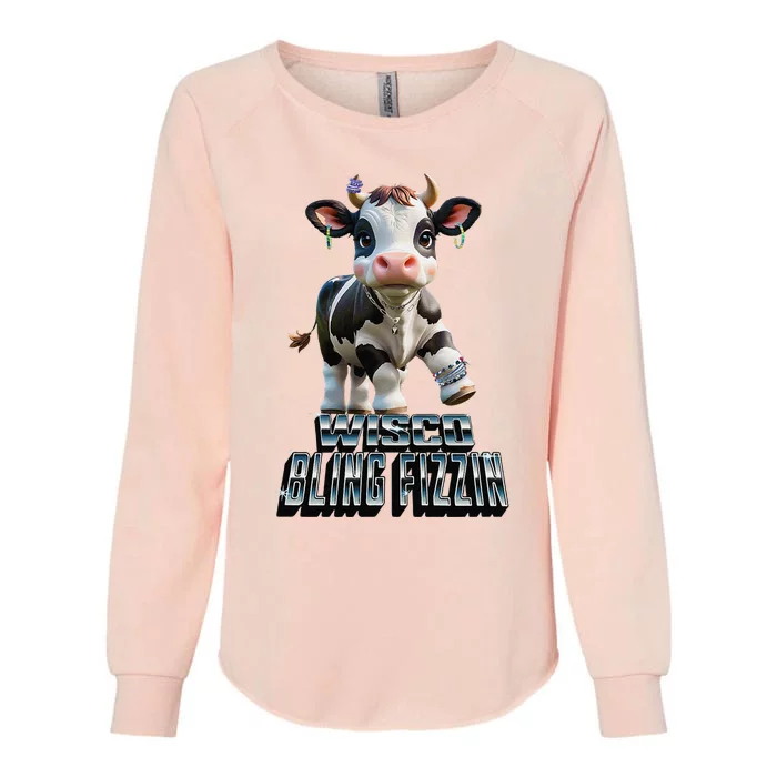 Wisco Bling Fizzin Cow Womens California Wash Sweatshirt