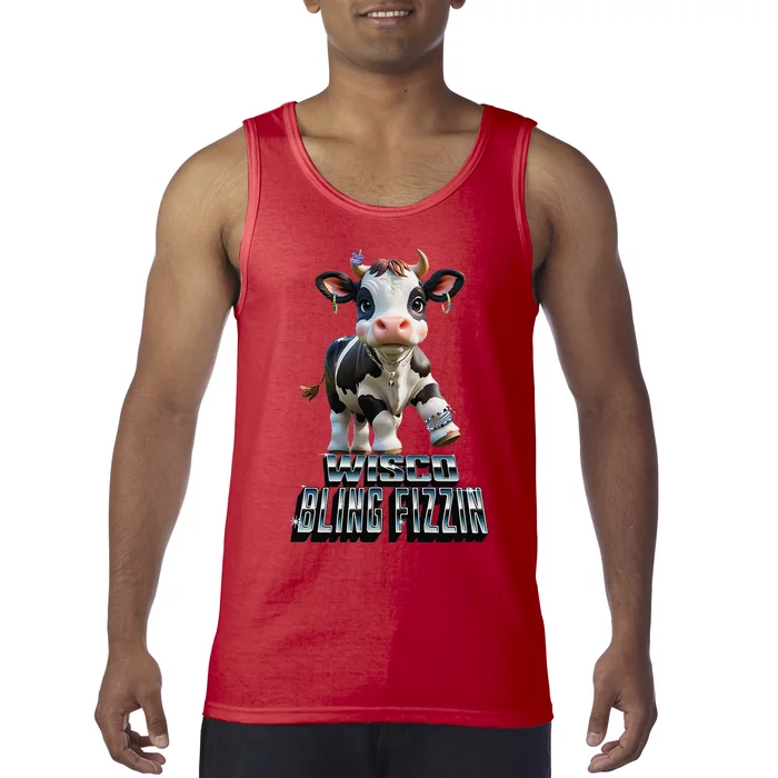 Wisco Bling Fizzin Cow Tank Top