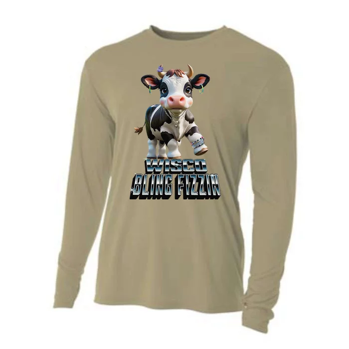 Wisco Bling Fizzin Cow Cooling Performance Long Sleeve Crew