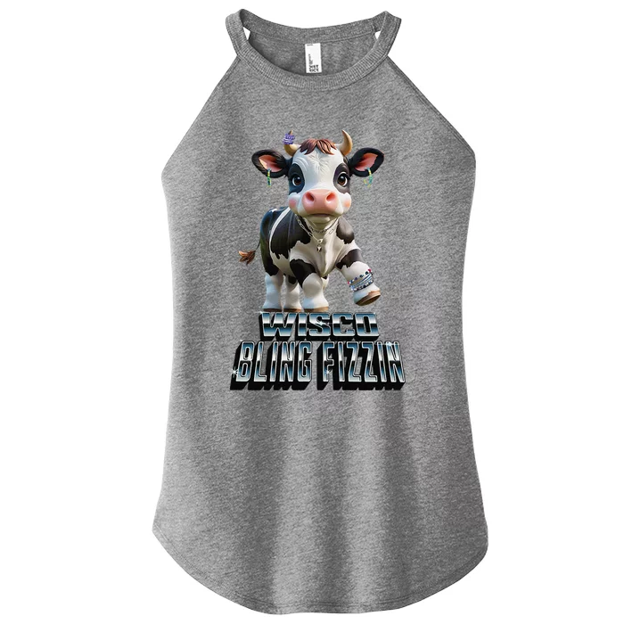 Wisco Bling Fizzin Cow Women’s Perfect Tri Rocker Tank