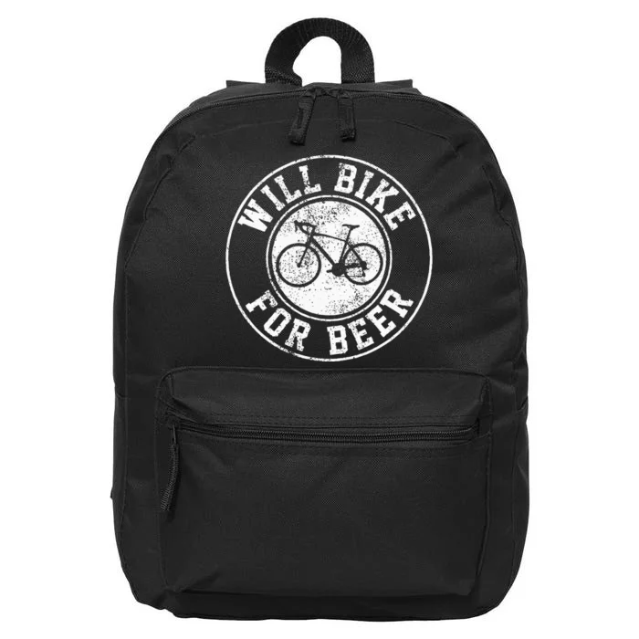 Will Bike For Beer Cycling Road Bike Funny Cyclist Gift 16 in Basic Backpack