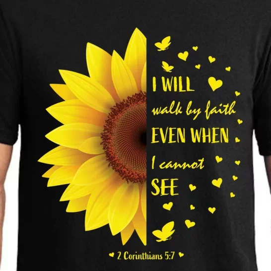 Walk By Faith Not By Sight Christian Religious Sunflower Gift Pajama Set