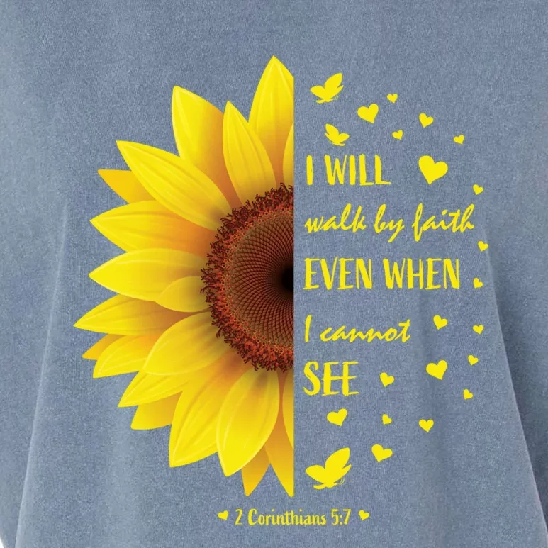 Walk By Faith Not By Sight Christian Religious Sunflower Gift Garment-Dyed Women's Muscle Tee