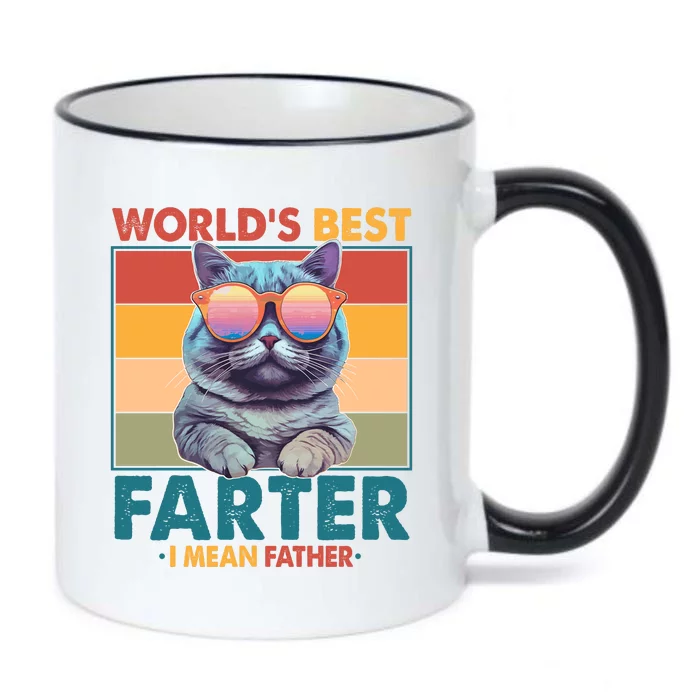 Worlds Best Farter I Mean Father Funny Retro Cat Black Color Changing Mug