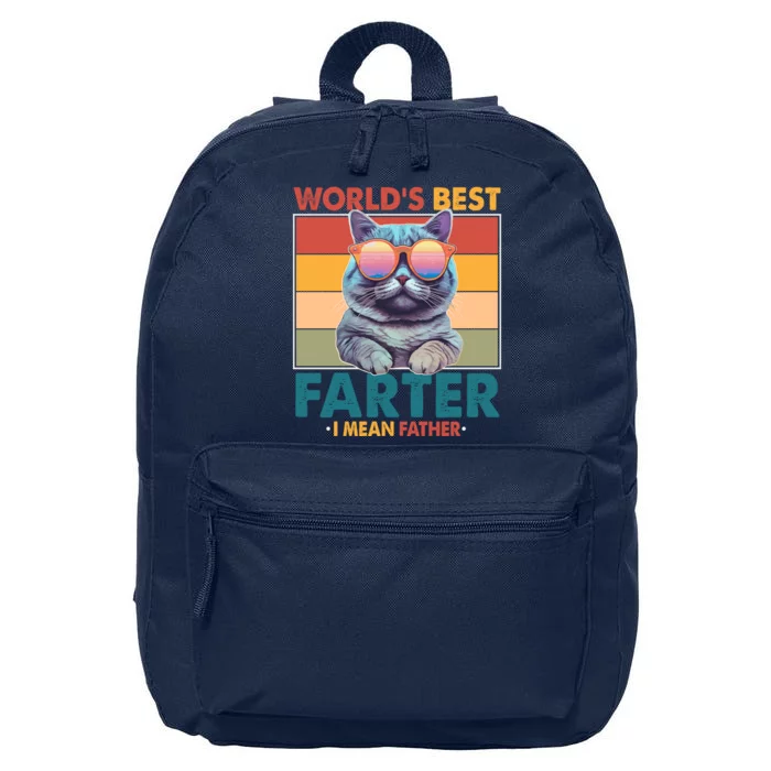 Worlds Best Farter I Mean Father Funny Retro Cat 16 in Basic Backpack