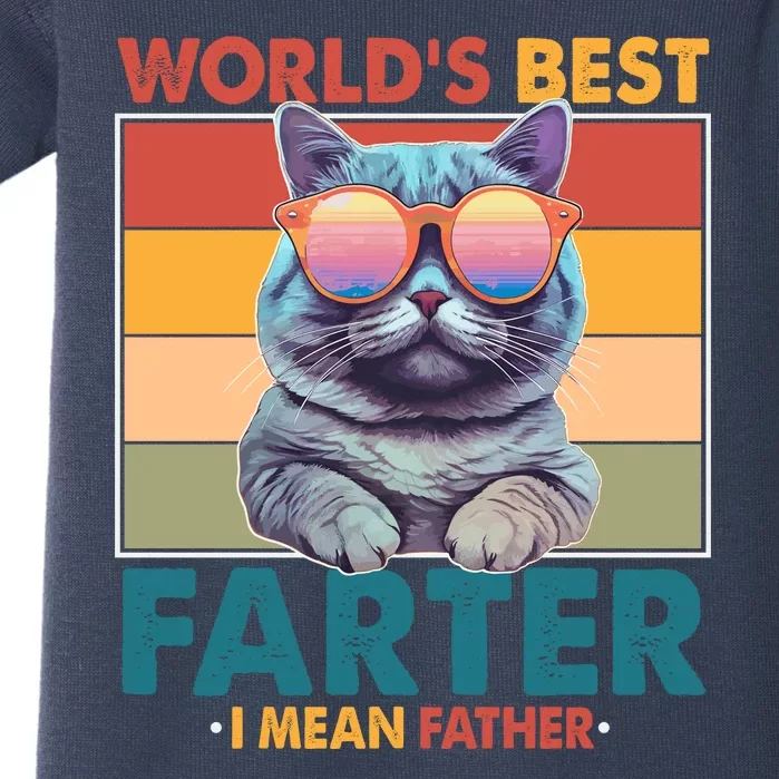 Worlds Best Farter I Mean Father Funny Retro Cat Baby Bodysuit