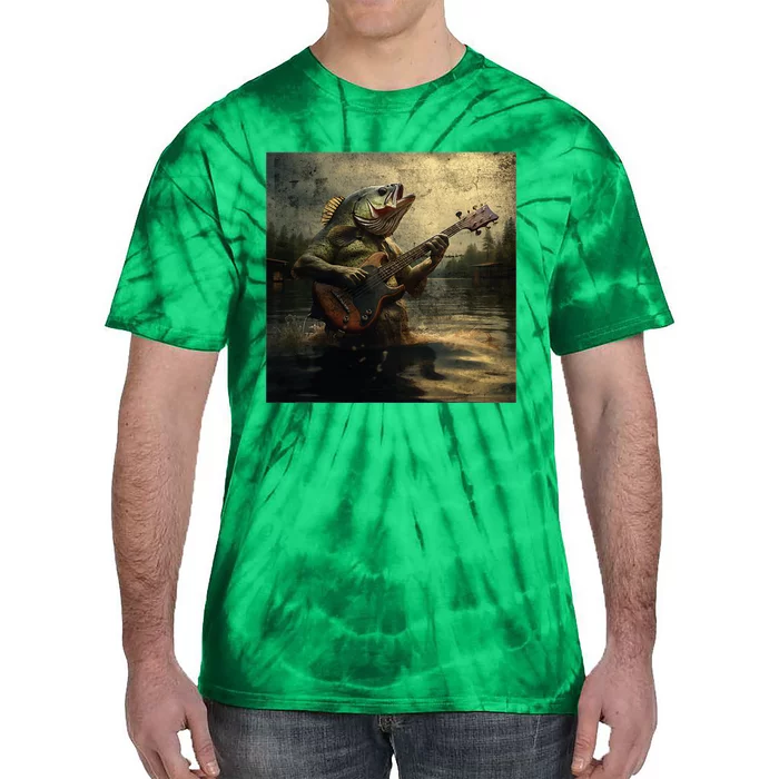 Weird Bass Fish Playing Bass Guitar Funny Cursed Meme Tie-Dye T-Shirt